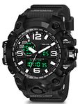 Shocknshop Analog Digital Black Dial Sports Multi Functional Plastic Watches For Men Boys (Black Colored Dial & Strap) -SK08B