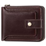 GOIACII Genuine Leather Wallet for Mens RFID Blocking Men Wallet with Zipper Coin Pocket ID Window