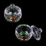 GSHLLO 2 Pcs Colorful Nail Art Glass Acrylic Dappen Dish Liquid Powder Crystal Cup Glassware Tools with Lid D