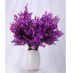 SATYAM KRAFT 1 Bunch Artificial Babys Breath Gypsophila Flower Sticks for Home, Room, Anniversary,Deepawali Decoration, Plants and Craft Items Corner (Without Vase Pot) (Purple)