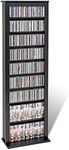 Hawthorne Collections 64" ?Modern Slim Engineered Wood CD/DVD Media Storage Tower, Narrow Design, Ready to Assemble, in Black Finish