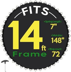 AW Replacement Trampoline Mat with 72 V-Ring, Fit 14FT Trampoline Frame,8 Row Stitch,UV Resistant Trampoline Accessories