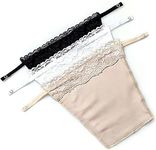 DRESSABLY Pack of 3 Women's Cotton Clip-on Mock Lace Camisole, Cleavge Cover up Cami Secret (Black,White & Skin)