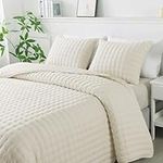 WDCOZY Ivory California Oversized Cal King Size Quilt Bedding Sets with 2 Pillow Shams, Lightweight Soft Bedspread Coverlet Bed Cover for All Season, 3 Pieces, 116x106 inches