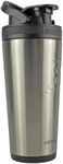 Ice Shaker Stainless Steel Insulated Water Bottle Protein Mixing Cup (As seen on Shark Tank) 26 oz (Silver)