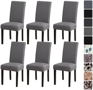 Stretch Dining Chair Covers Soft Removable Kitchen Seat Covers Parsons Chair Slipcovers for Dining Room (6, Grey)