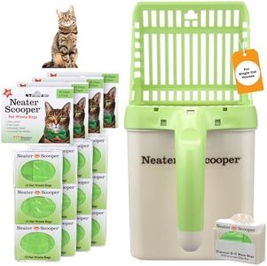 Neater Pets Neater Scooper Standard Size, 195 Refill Bags – Mess-Free Cat Litter Scooper with Bag, Spill-Proof Kitty Litter Scoop with Bin/Scoop Holder