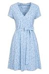 Mountain Warehouse Santorini Womens Jersey Wrap Dress - Lightweight Ladies Dress, UV Protection, Cosy - Best for Travelling, Holidays, Picnics & Outdoors Light Blue 18