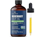 Botanic Hearth Rosemary Oil for Hair Growth with Biotin, Jojoba & Castor Oils, 100% Pure Cold Pressed, Non-Greasy, 2 fl oz