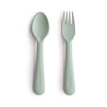 Mushie Fork and Spoon Set for Kids | Flatware Cutlery | 1x Set of Dinnerware Pieces | Reuseable | Dishwasher- and Microwave Safe | Easy for Baby or Child to Hold | Made in Denmark (Sage)