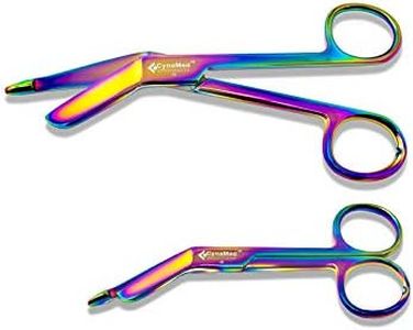 Cynamed Set of 2 Lister Bandage Scissors - Perfect for EMT, Paramedics, First Aid, Responders, Doctors, Nurses, Students and More (4.5 in. + 5.5 in., Rainbow)