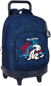 Safta EL NIÑO PARADISE - Mochila Grande con Ruedas, Compacta, Extraíble, Ideal para Niños de Diferentes Edades, Cómoda y Versátil, Calidad y Resistencia, 33x22x45 cm, Color Azul Marino