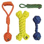 The Pets Company Dog Toys for Adult Dog, Teeth Cleaning & Training (Dumbell + Rope Bone + Dummy + Tug with Grip), Dog Rope Toy Combo of 4 for Medium & Large Dogs