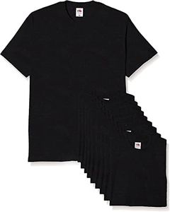 Fruit of the Loom Original T. Camiseta, Negro, XL (Pack de 10) para Hombre