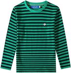SSLR-Big-Boys-Long-Sleeve-Shirt-Striped Tee Shirts Cotton Crew Neck Casual (Small, Navy Green)