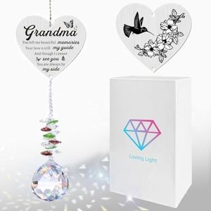 Memorial Gifts for Loss of Grandma, Sympathy Gifts for Loss of Grandma, Grandma in Heaven Memorial Crystal Suncatcher for Window Home Decor (Grandma)