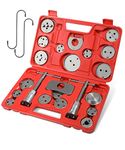 YAKEFLY 26 Pieces Brake Caliper Tool,Universal Disc Brake Caliper Wind Back Tool and Piston Compression Sets,Heavy Duty Brake Caliper Compression Tool Caliper Piston Tool (Red)