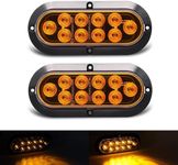 TMH (Pack of 2) 6" 10 LED Surface Mount Oval Amber Turn Signal Side Marker Tail LED Light for Truck Trailer Trail Bus 12V DC