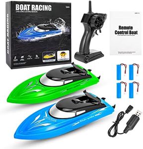 2PACK RC Boat,Remote Control Boats for Kids and Adults,10km/H 2.4G High Speed Remote Control Boat, Fast RC Boats