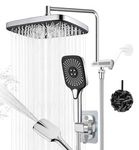 12" Rain Shower Head with Handheld Spray 4 Settings High Pressure Shower Head Rainfall Showerhead with Handheld Sprayer + 12" Shower Head Extension Arm,79" Shower Hose, 12" x 8" Rectangle Shower Heads