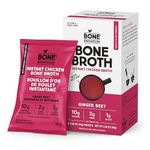 Bone Brewhouse - Chicken Bone Broth Protein Powder - Ginger Beet Flavour - Keto & Paleo Friendly - Instant Soup Broth - 10g Protein - Natural Collagen, Gluten-Free & Dairy free - 5 Individual Packets