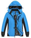 MoFiz Boy's Ski Jacket Windproof Waterproof Thicken Fleece Hooded Warm Winter Snow Snowboarding Coat for Kids DH-Blue-Black 10-12 Years