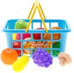 Casdon Fruit & Veg. Assorted Toy Basket with Fruits & Vegetables for Children Aged 2+. Perfect for Playing Shops