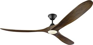 Monte Carlo 3MAVR70BKD Maverick Max Energy Star 70" Ceiling Fan with LED Light and Hand Remote Control, 3 Balsa Wood Blades, Matte Black