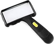 Hand-held Rectangular Magnifying Glass, LED Light Magnifier, 10X Reading Magnifying Glass for Seniors, Low Vision, Macular Degeneration (Square)