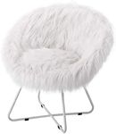 BIRDROCK HOME Papasan Chair with Silver Legs - Oversized Comfy Cushion for Indoor Lounge, Bedroom, Dorm, or Living Room - Cozy Fuzzy Seat - Metal Frame - Large Circle Lounge Chair, Patio Chair - White