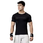 MuscleBlaze Half Sleeve Compression T-Shirts for Men (Midnight Black)