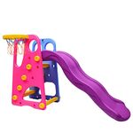 Webby Jumbo Foldable Wavy Garden Slide for Kids| Super Senior Slider Toy with Adjustable Height & Basketball Ring for Kids (Multicolour)