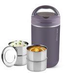 Jaypee Plus Hottline 4-320X4 ml Inner Stainless Steel Electric Lunch Box for Men & Women|Shockproof Design|BPA Free|Reheat Food in 30 Minutes|Convenience case for Power Cord|Redder Grey