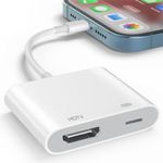 Denlane HDMI Adapter for iPhone iPad, Lightning to HDMI Digital AV Adapter, 1080P, 2-in-1 Screen Converter, Compatible with TV/HDTV/Monitor/Projector