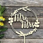 Wedding Cake Topper, Mr Mrs Wooden Cake Topper, Cake Topper for Wedding Man and Women Marry Happy Wedding Party Supplies Cake Decoration (Log Color)