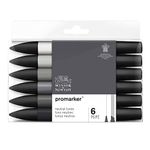 Winsor & Newton, Promarker, Neutral Colours, Set of 6, Alcohol Based Dual Tip Markers