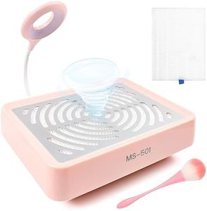 ANGNYA Aspirador de uñas eléctrico profesional con filtro de repuesto de mesa, herramienta para la limpieza de las uñas, secador para gel UV (rosa/con luz)