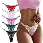 Meshal Sexy G-String Thongs for Women Cotton Panties T Back Underpants 5Pack Hipster