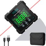 YGiTK Magnetic Digital Angle Finder USB Charging Digital Level Box, Mini Protractor Angle Gauge Meter IP54 Waterproof Inclinometer Level Measuring Tool for Building (Laser Level Class 2, Output<5mW)