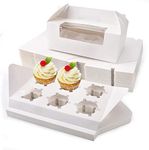 Cupcake Boxes with Holders, 50pcs 9.3" x 5.9" x 3.5" Cupcake Carrier with Insert and Display Window, Party Favor Bakery To Go Cupcake Muffin Carry Boxes Container Fits 6 Cupcakes or Muffins (White)