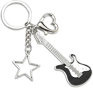 Guitar Keychains Y2K Accessories for Girl Boys Guitar Lovers Christmas Birthday Gifts for Son Daughter Heart Star Key Chain Cool Punk Gifts for Music Lover