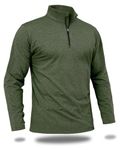 Boladeci Mens Quarter Zip Pullover Premium Fleece Lined Thermal Long Sleeve Moisture Wicking Golf Spring Autumn Winter Running Sweatshirts Army Green