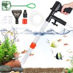 Ledeak Fish Tank Aquarium Gravel Cleaner, Quick Water Changer with Air-Pressing Button Fish Tank Sand Cleaner Kit, Aquarium Siphon Vacuum Cleaner with Fish Tank Net for Water Changing Sand Washing