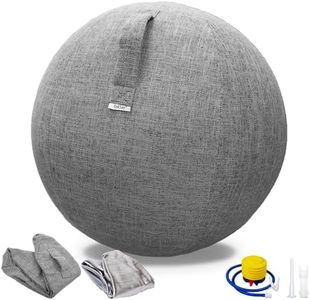 Exercise Ball Chair with Fabric Cover, Pilates Yoga Ball Chair for Home Office Desk, Pregnancy Ball & Balance Ball Seat to Relieve Back Pain, Improve Posture, Birthing Ball for Pregnancy (Gray)