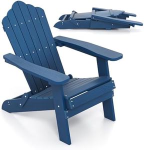 COSTWAY Adirondack Stuhl klappbar, wetterfester Adirondack Chair aus Kunststoff, Gartensessel mit hoher Rückenlehne & Breiten Armlehnen für Garten, Terrasse, 180 kg Tragfähigkeit (Marine)