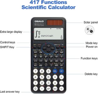 OSALO Scientific Calculator – 417 Functions, 2-Line Display, Solar/Battery, Black
