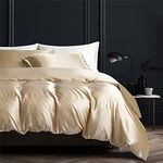 NORCH Gold Duvet Cover Set Double Satin Silk Bedding Set Luxury Soft Quilt Cover with Pillowcases