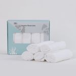 Baby Washcloths 100% Organic Bamboo Bath Washcloth Reusable Face Towels Anti-Bacterial Soft Towel Set Perfect for Newborn White(5 Pack)