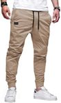 JMIERR Mens Casual Joggers Pants - Cotton Drawstring Chino Cargo Pants Hiking Outdoor Gym Twill Track Jogging Sweatpants Jogger Pants with Pockets for Men, US 36(L), A Khaki