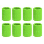 PATIKIL Wrist Sweatbands, 8Pack Sports Wristbands Sweatbands Wrist for Tennis Badminton Basketball Football, Green